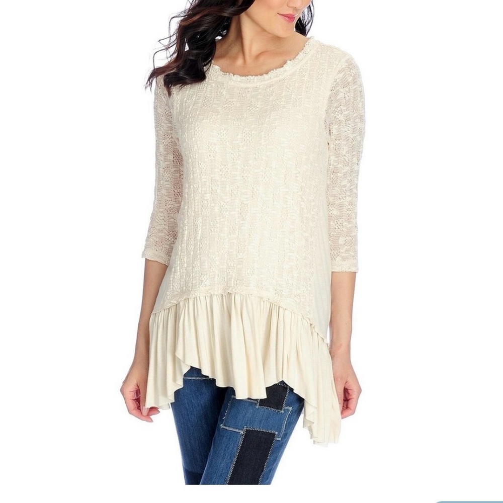 Indigo Threads Co. Knit Ruffle Tunic Cottagecore Boho Indie Western Scandi Girly